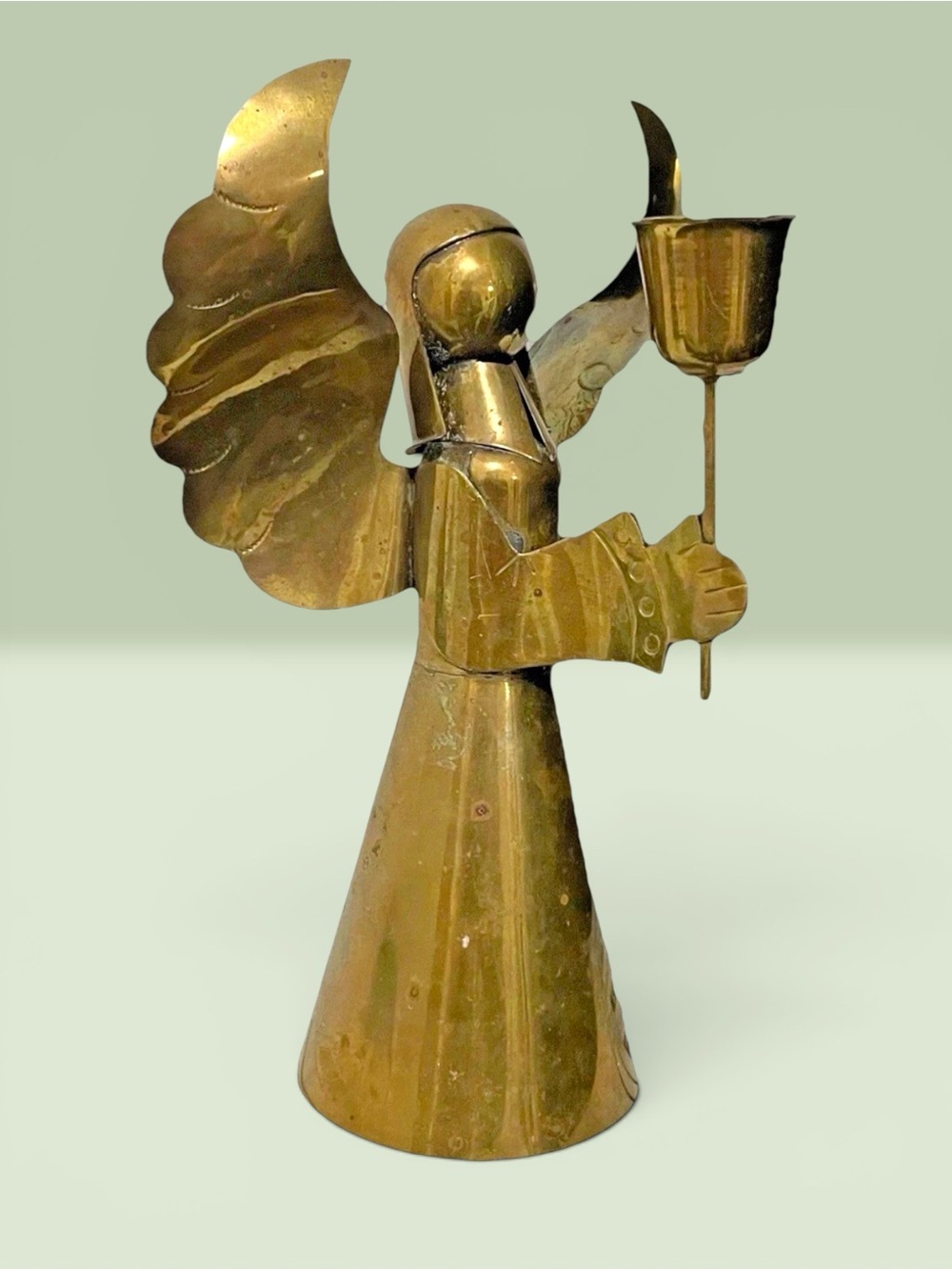 Vintage Brass And Copper Angel Candle Holders Made In Mexico 8"